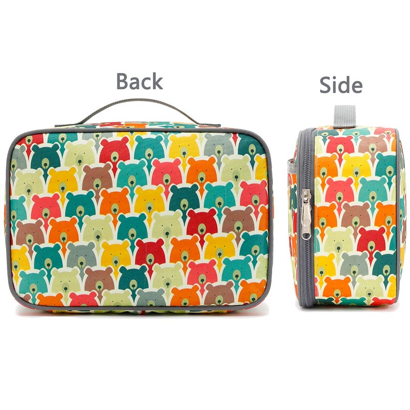 FlowFly Kids Lunch box Insulated Soft Bag Mini Cooler Back to School Thermal Meal Tote Kit for Girls, Boys, Bear - Image 5